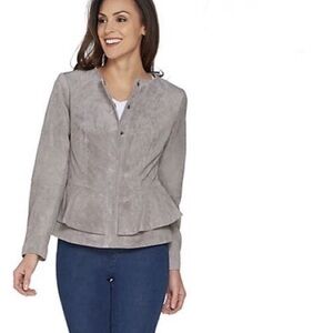 💯Leather Chic Women's Gray Suede Blazer